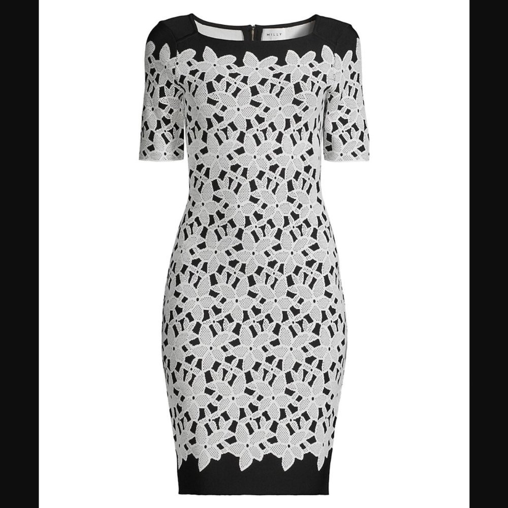 NEW! $425 Milly Floral Jacquard Sheath Dress, Size: Small